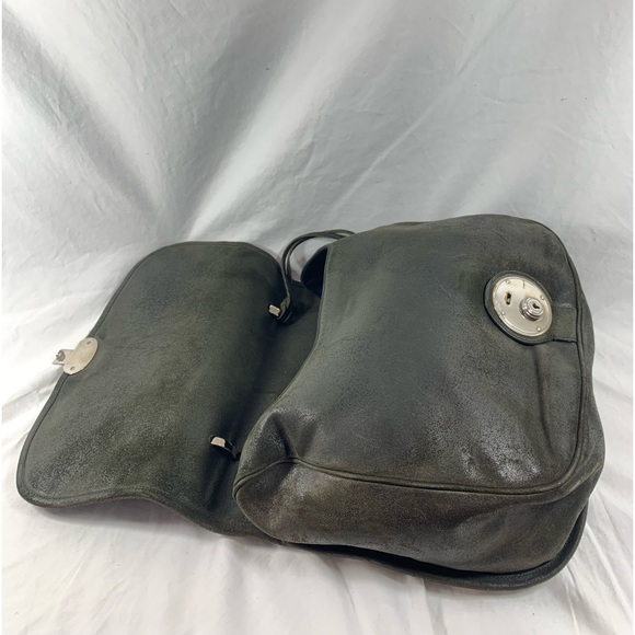 Genuine BALENCIAGA  Saddle work bag distressed dark green suede purse - Picture 9 of 16